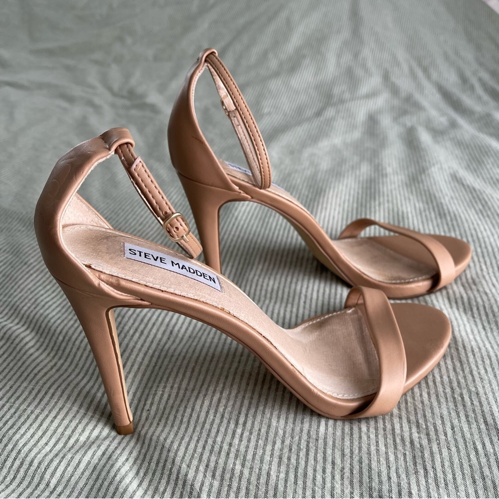STEVE MADDEN | TECY TAN LEATHER | Slender Strap Stiletto | SZ 9.5